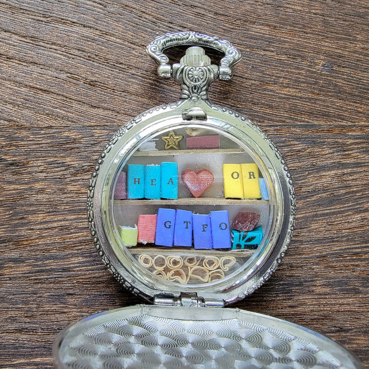 HEA or GTFO Miniature Library Silver with Heart