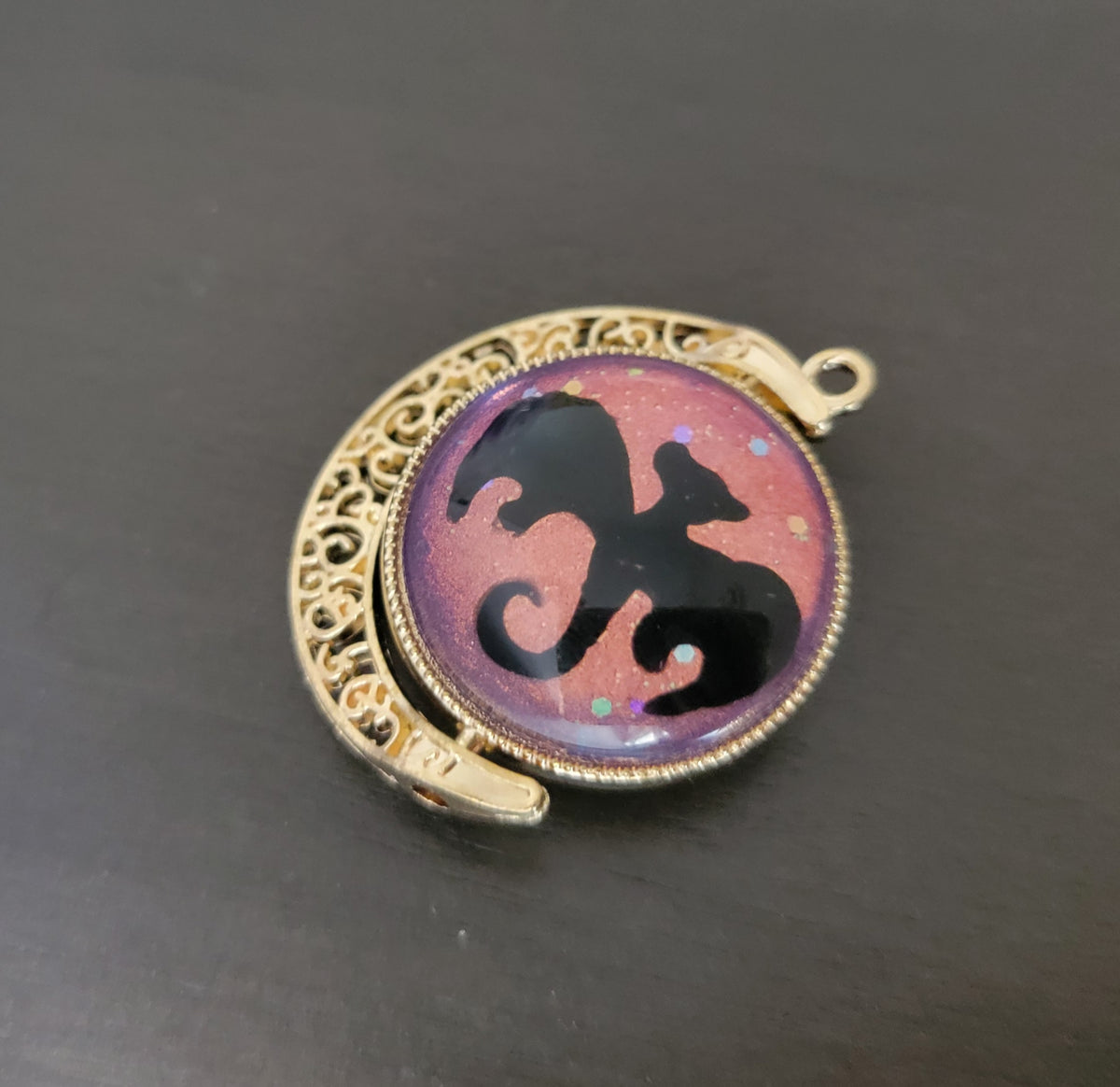 Dragon and Castle: Pink Spinning Pendant