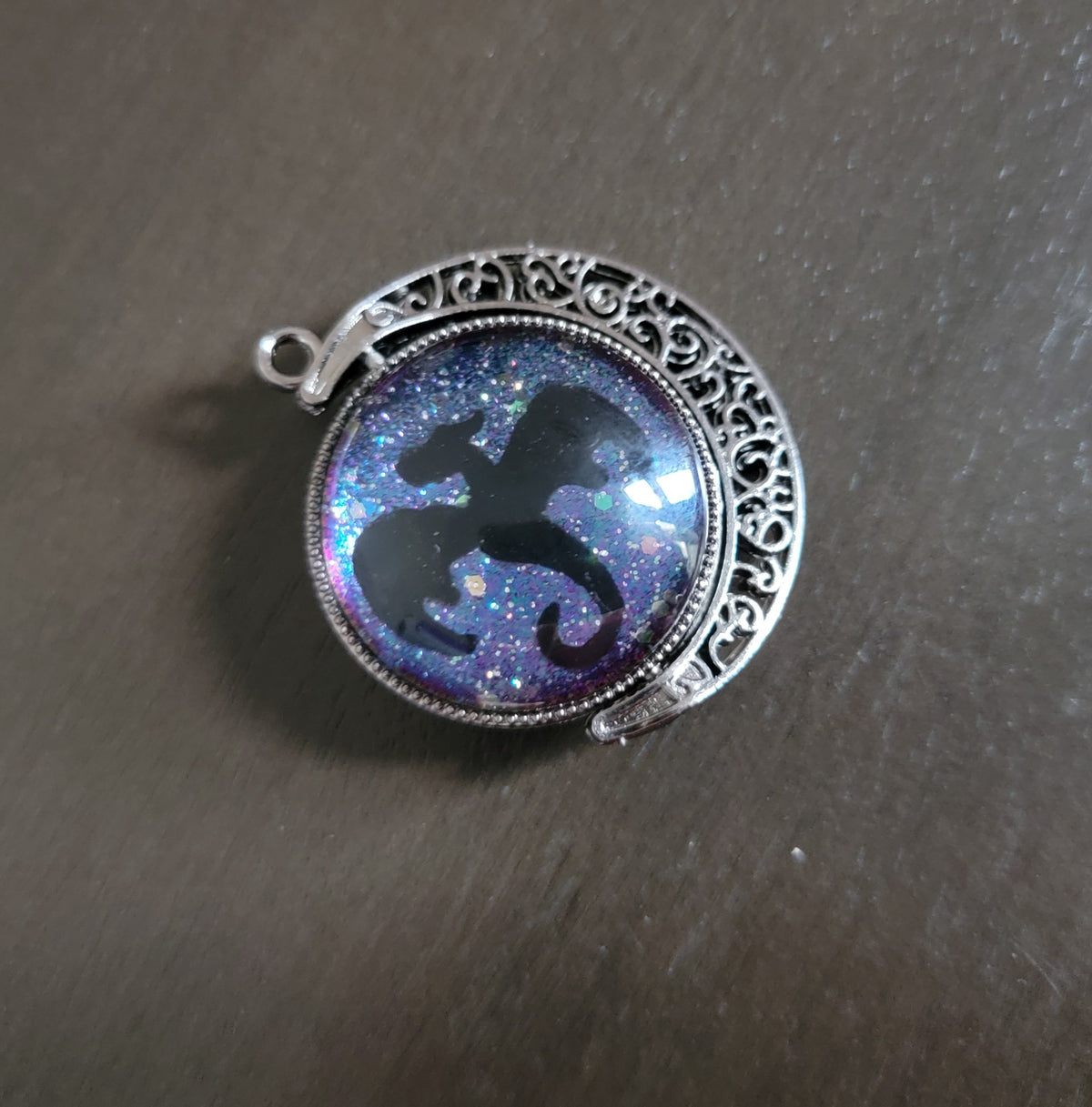 Dragon and Castle: Iridescent Spinning Pendant