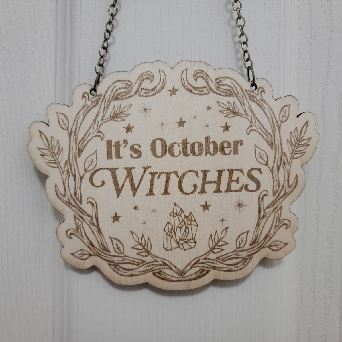It's October Witches Hanging Sign