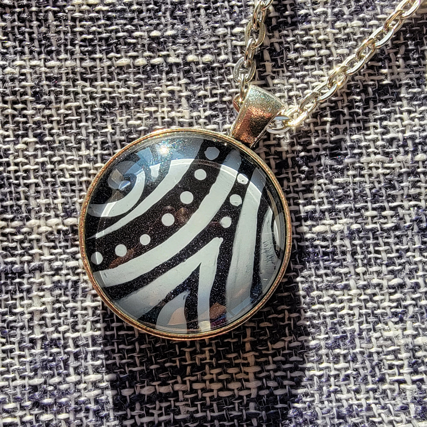 Double Sided Blue Shimmer Swirl Pendant
