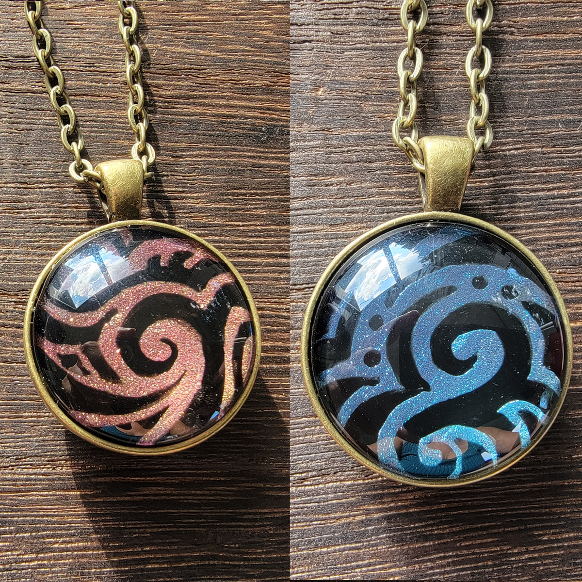 Double Sided Shimmer Swirl Pendant