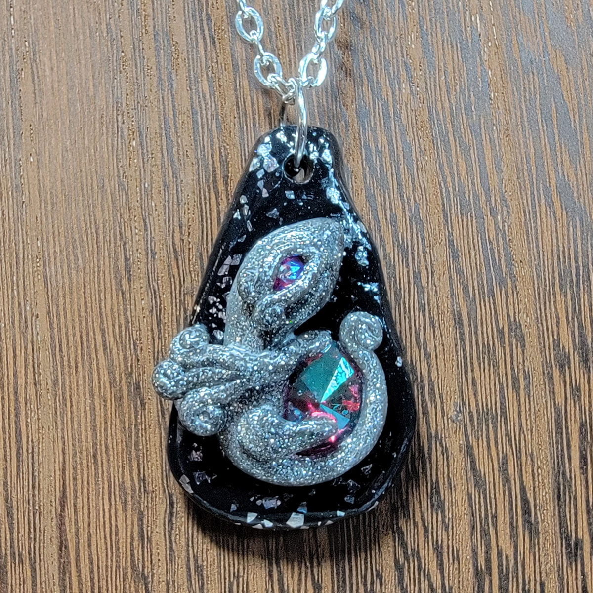 Silver Glitter Treasure Dragon