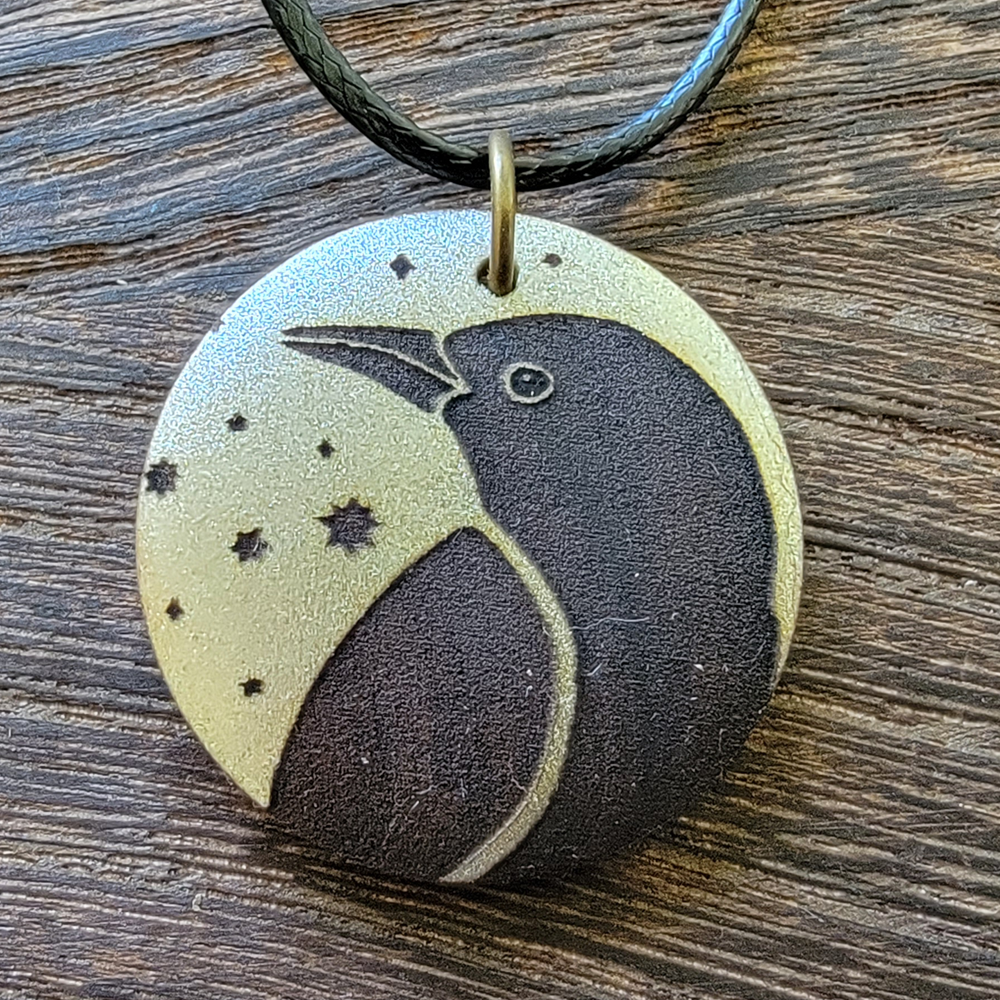Crow Pendant Gilded Brass