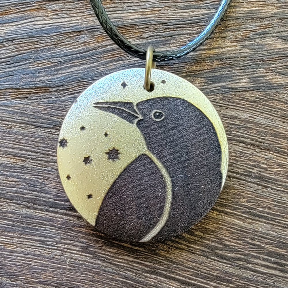Crow Pendant Gilded Brass