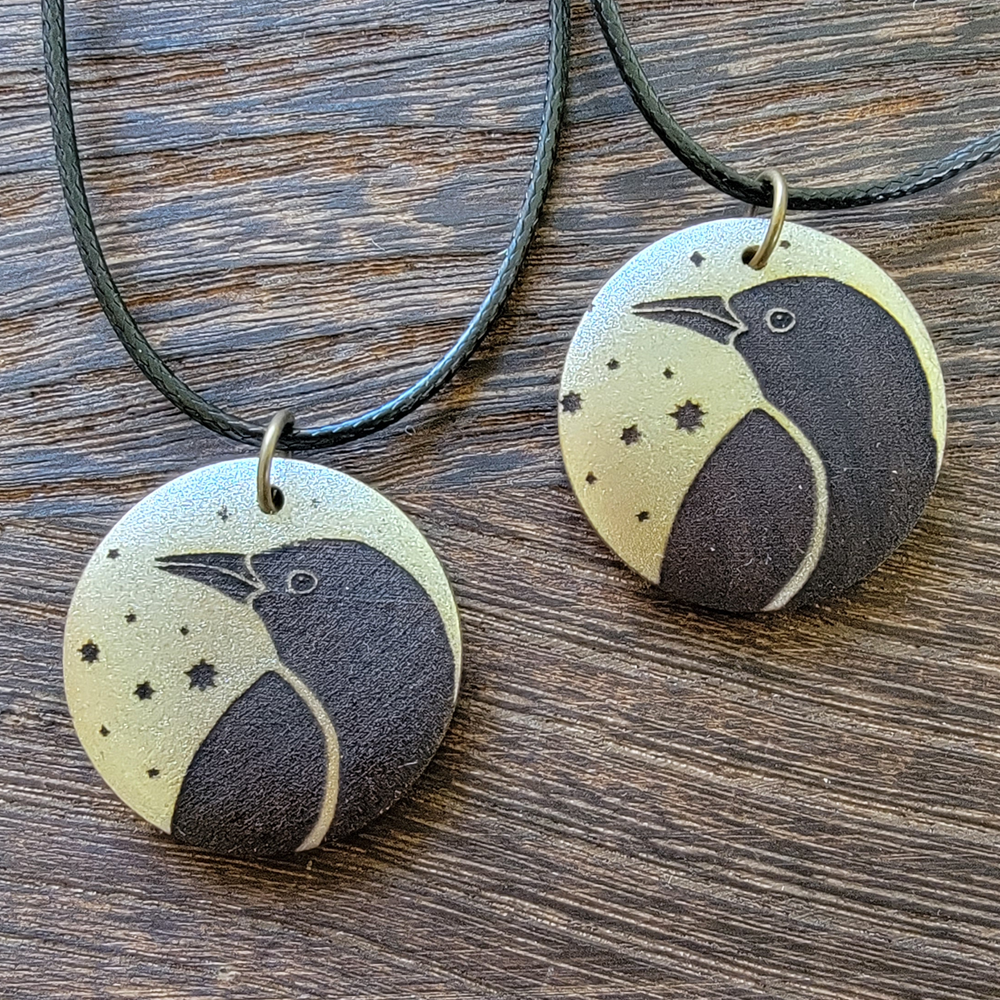 Crow Pendant Gilded Brass