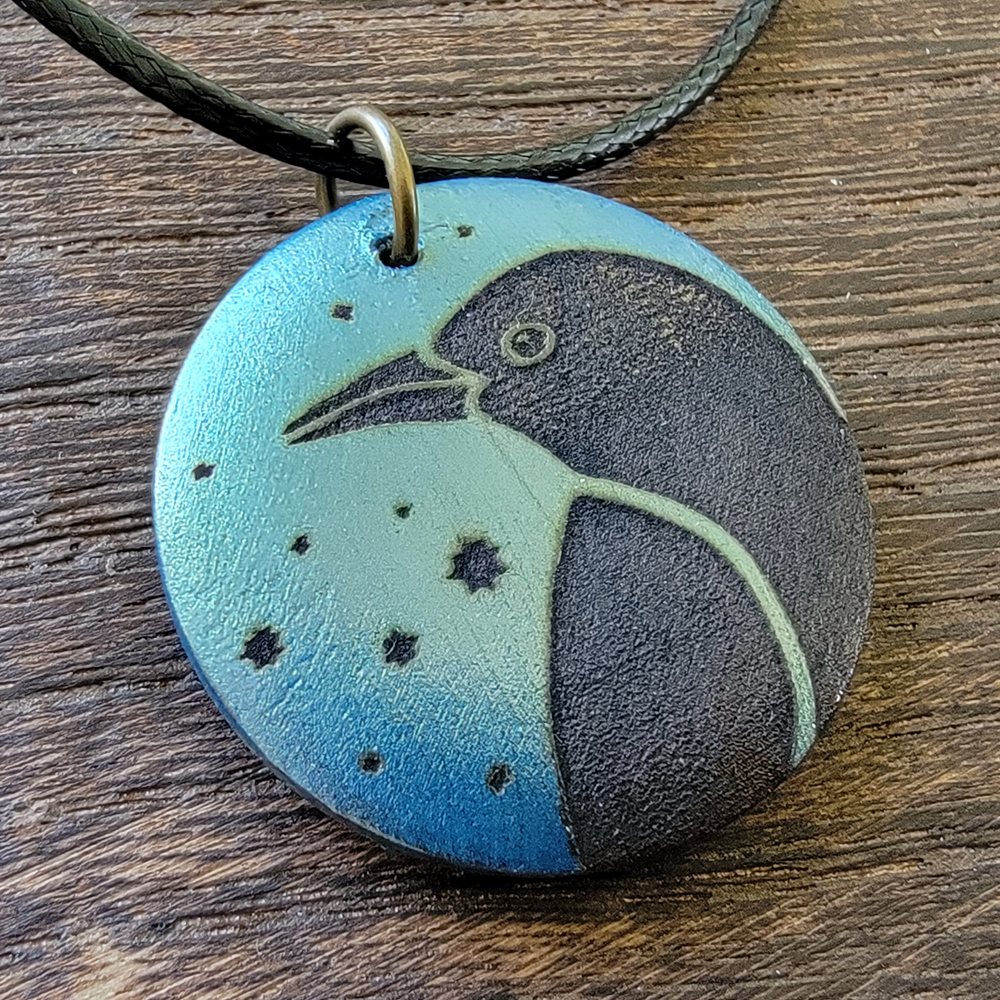 Crow Pendant Seafoam