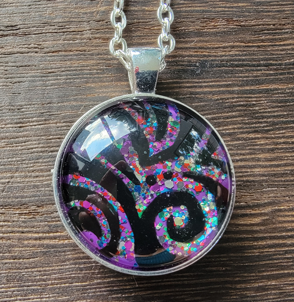 Double Sided Glittertastic Swirl Pendant