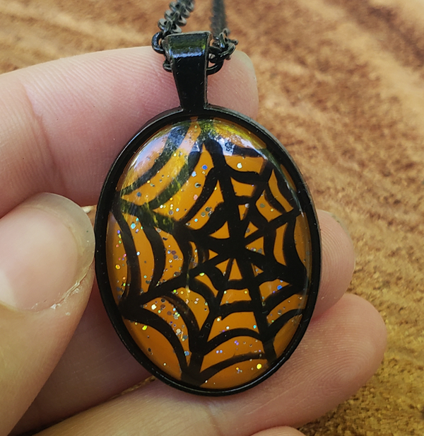 Spiderweb Pendant Orange