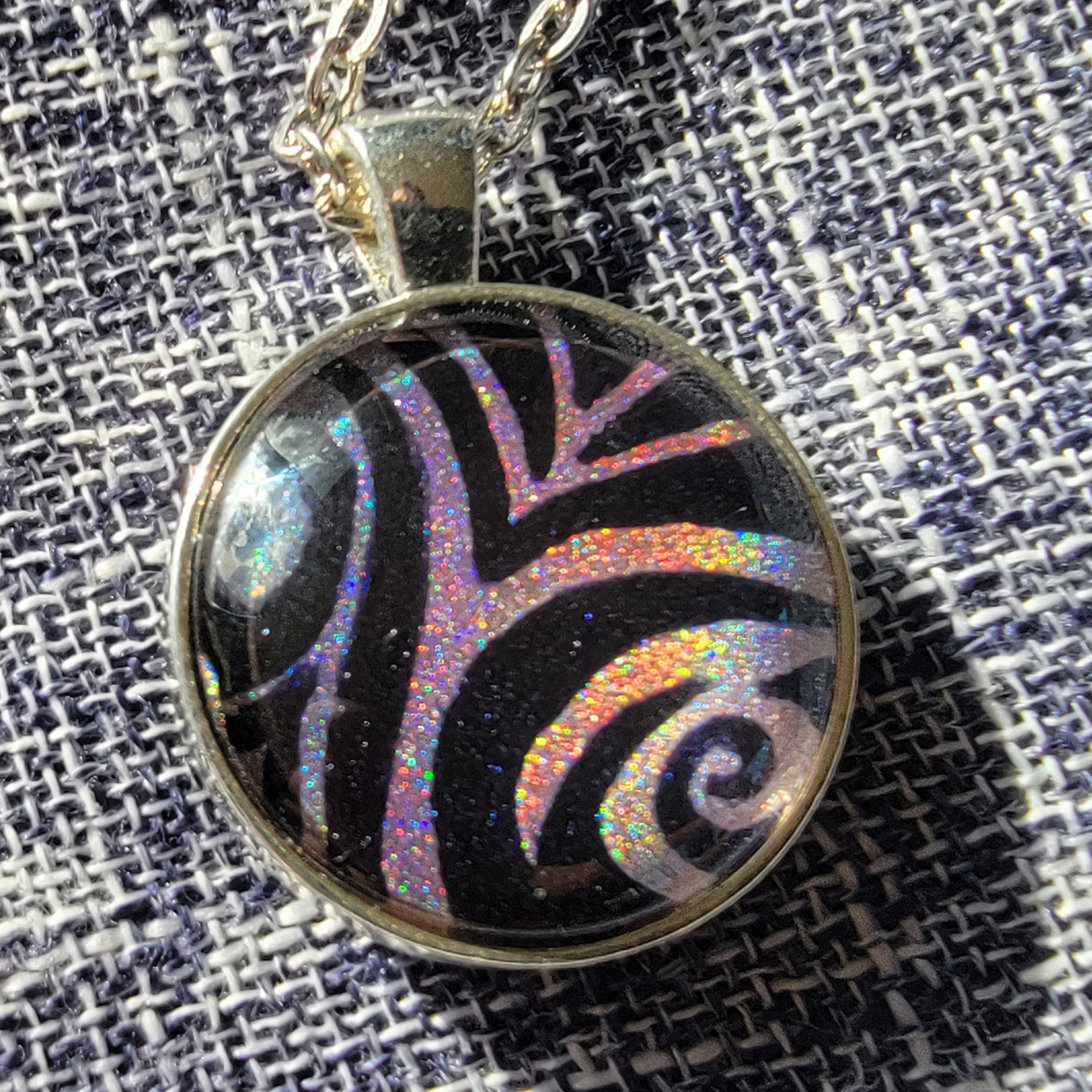 Double Sided Iridescent Swirl Pendant