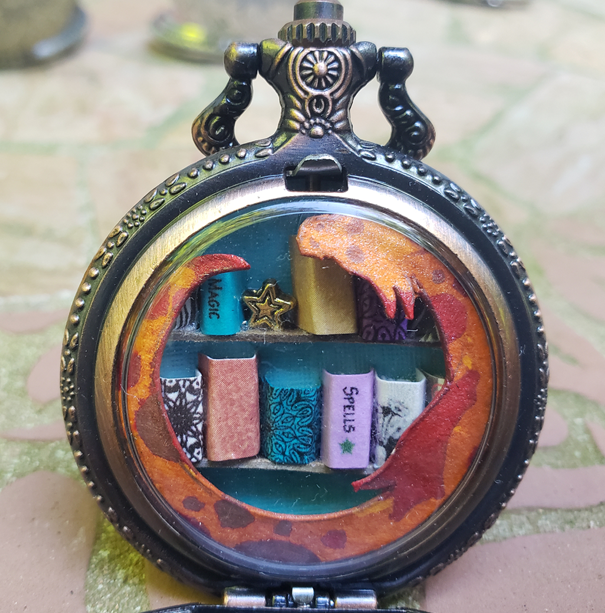 Pocket Watch Library with Orange Dragon, Copper