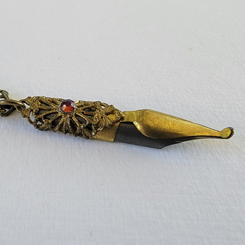 Purple & Antique Gold Vintage Pen Nib Pendant