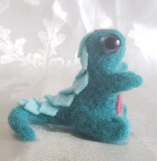 Turquoise & Pink Needle Felted Dragon