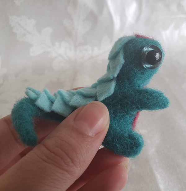 Turquoise & Pink Needle Felted Dragon