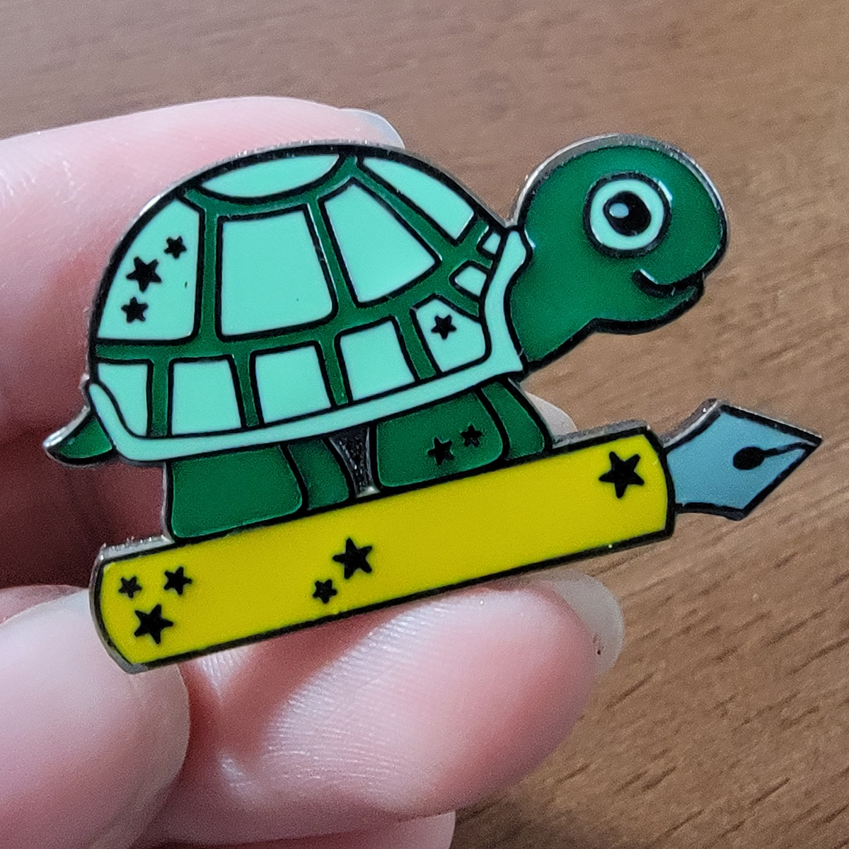 Turtle Writing Familiar Enamel Pin