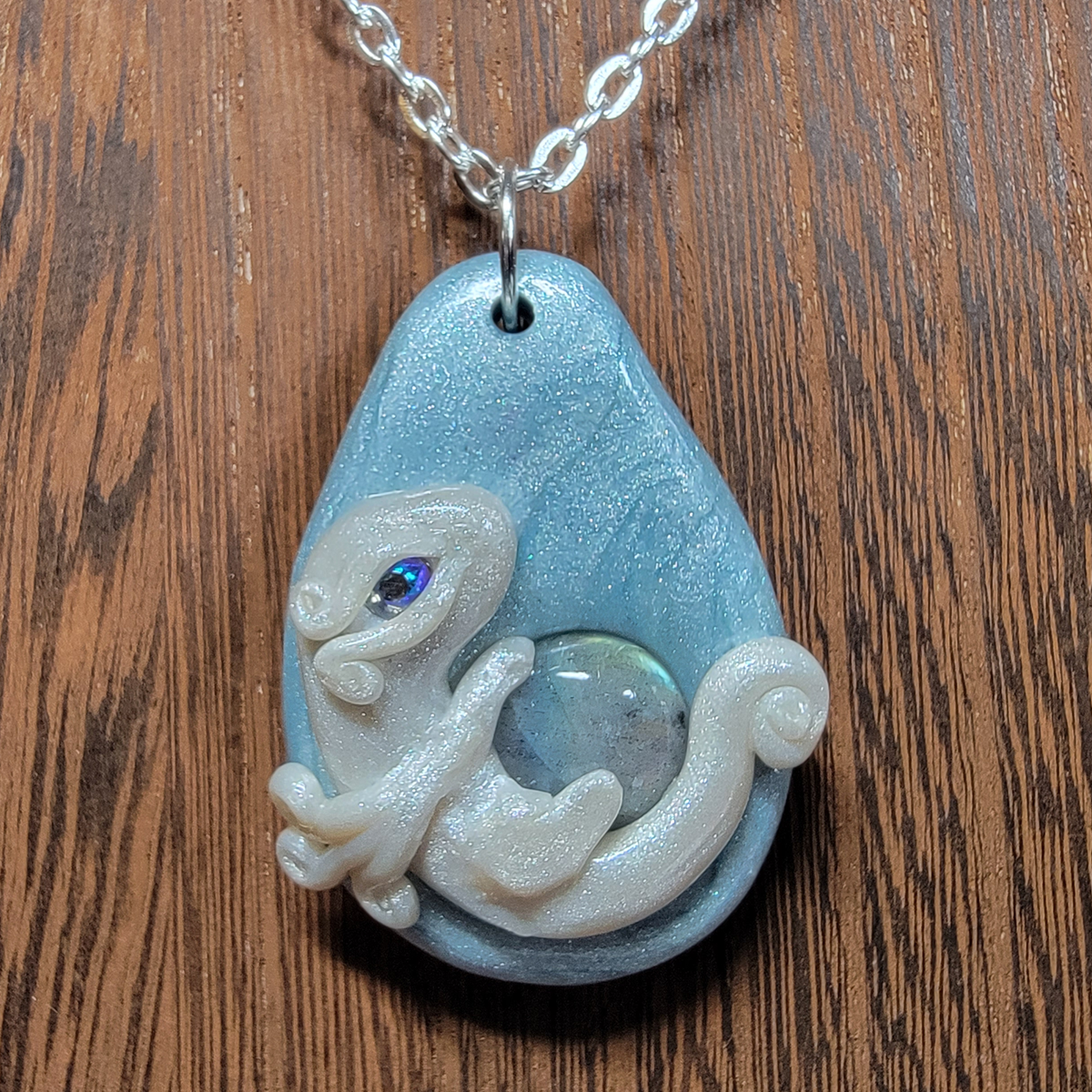 White Labradorite Treasure Dragon