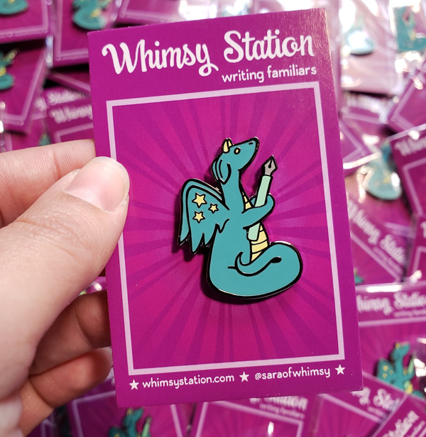 Dragon Writing Familiar Enamel Pin
