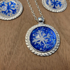 Small Blue Snowflake Pendants