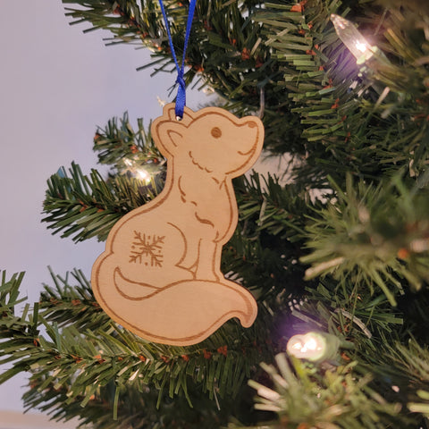 Snowflake Wolf Wooden Ornament