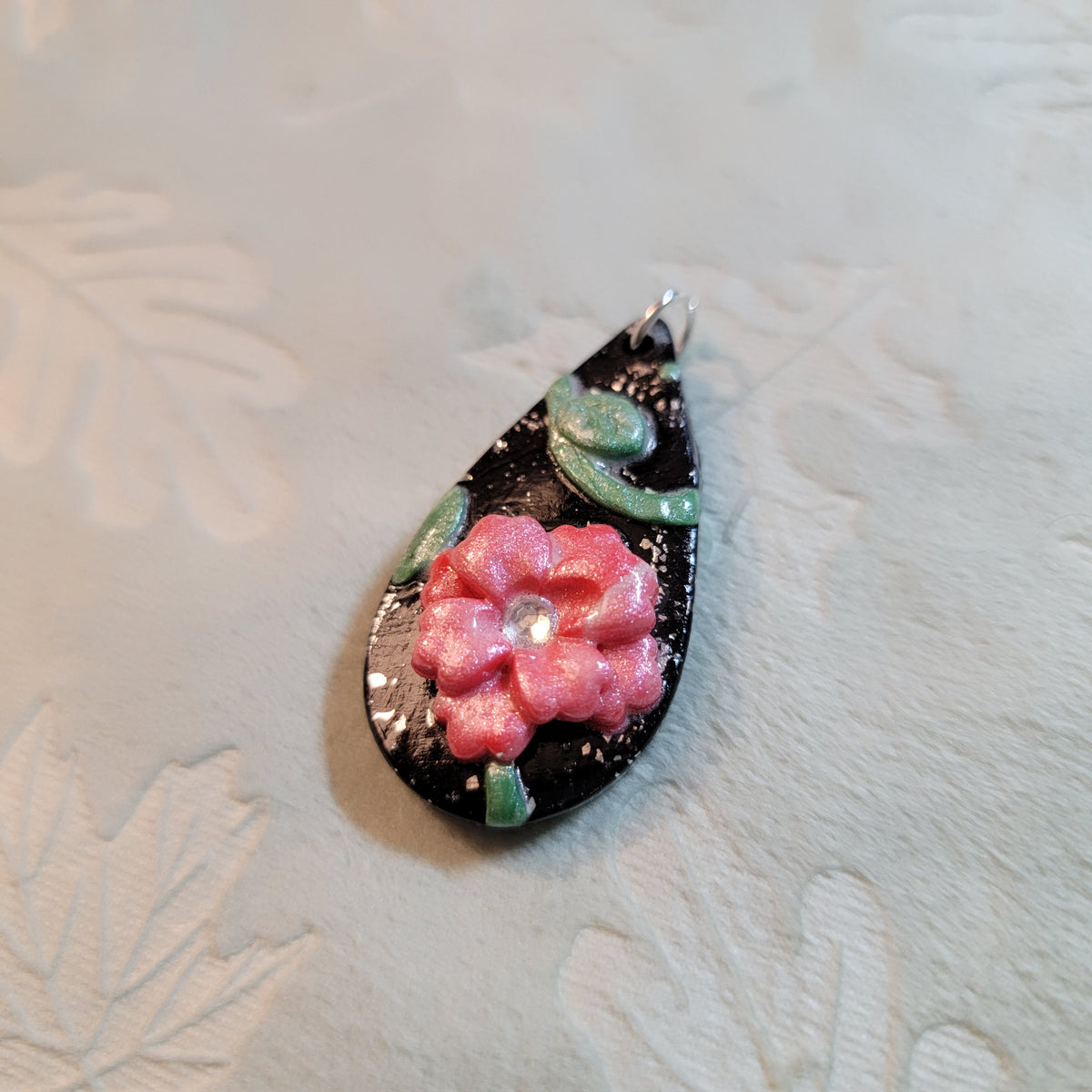 Black & Pink Floral Pendants