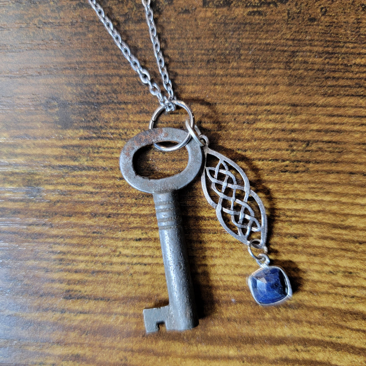 Copy of Trinket Key Celtic Knot Necklace (Sapphire)