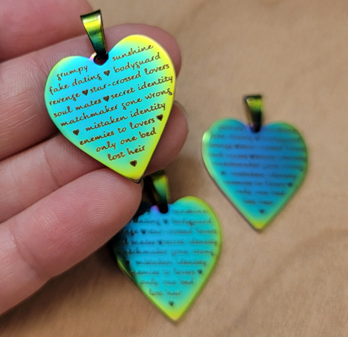 Romance Tropes Heart Necklace (Blue-Greens)
