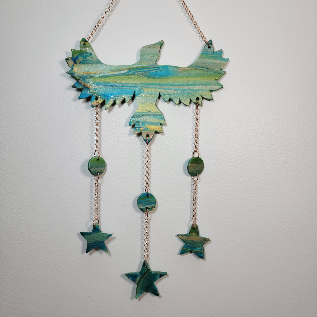 Bird Wall Hanging (Green & Gold)