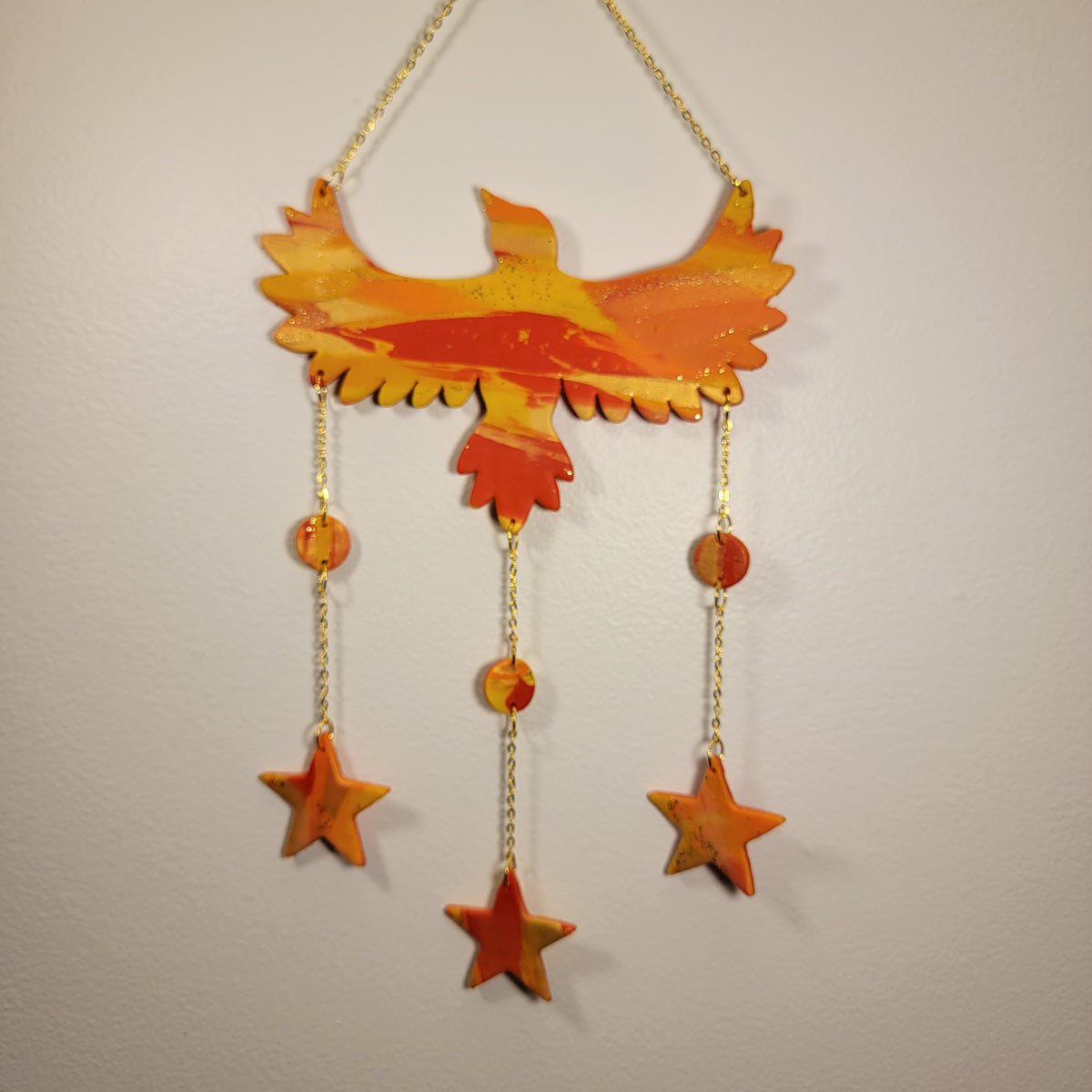 Bird Wall Hanging (Red & Gold)