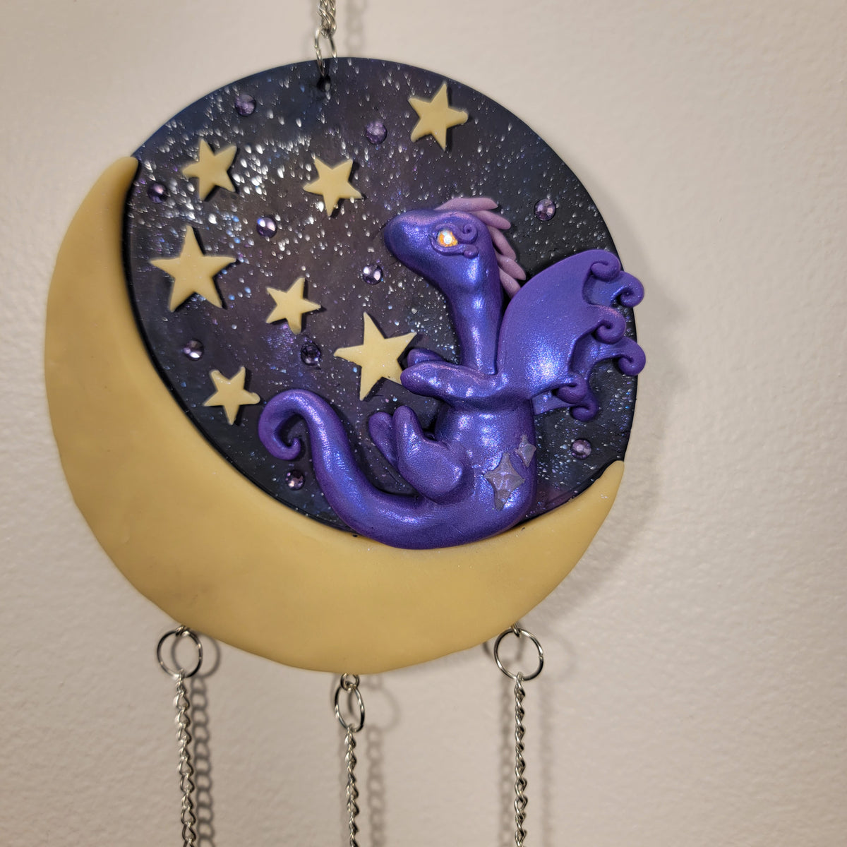 Moon Dragon Wall Hanging Purple Shimmer