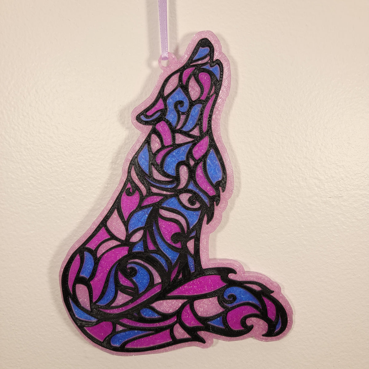 Swirl Wolf 3D Printed Wall Hanging