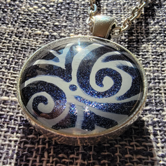 Double Sided Blue Shimmer Swirl Pendant