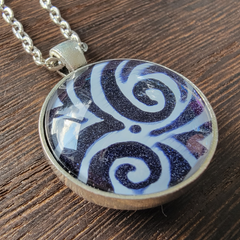 Double Sided Blue Shimmer Swirl Pendant