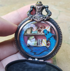 Pocket Watch Library with Blue Dragon, Copper