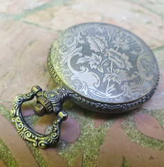 Pocket Watch Library with Black Cat & Star, Antique Gold
