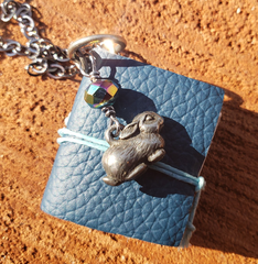 Blue Book Necklace with Bunny