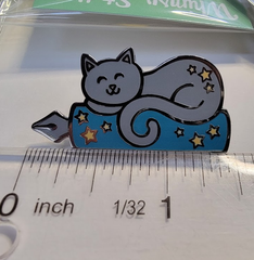 Cat Writing Familiar Enamel Pin