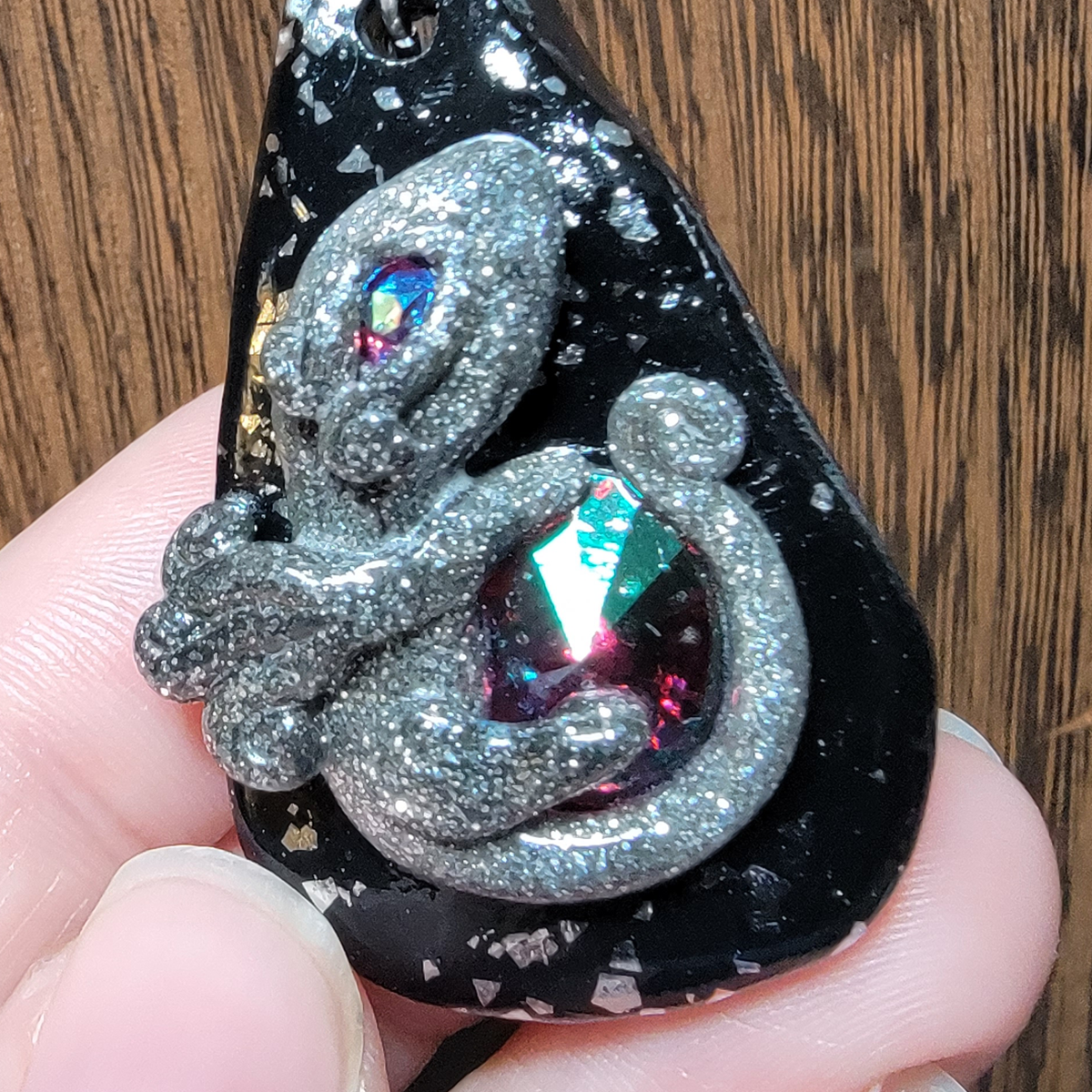 Silver Glitter Treasure Dragon