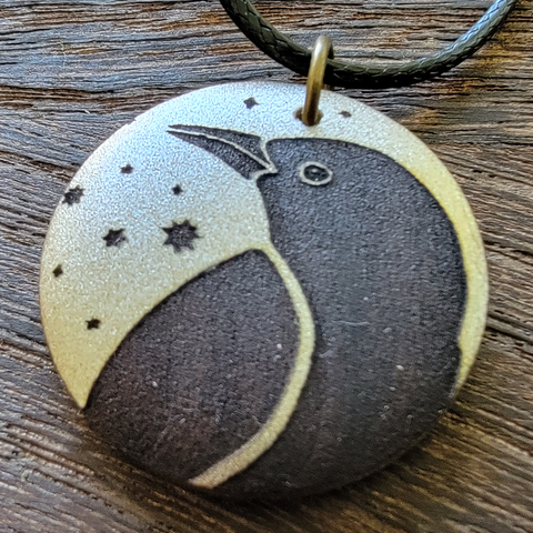 Crow Pendant Gilded Brass