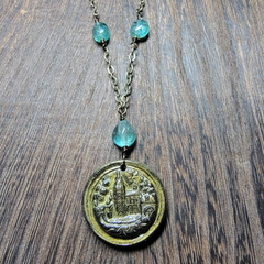 Polymer Clay Castle Pendant (Green)