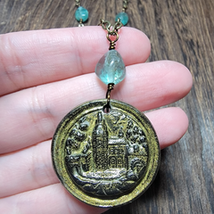 Polymer Clay Castle Pendant (Green)