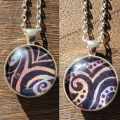 Double Sided Iridescent Swirl Pendant