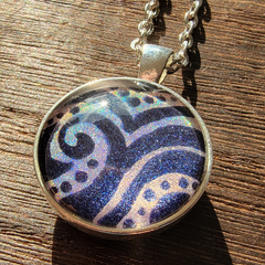 Double Sided Iridescent Swirl Pendant