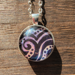 Double Sided Iridescent Swirl Pendant
