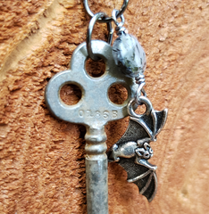 Key & Bat Charm Necklace