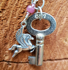Key & Pegasus Charm Necklace