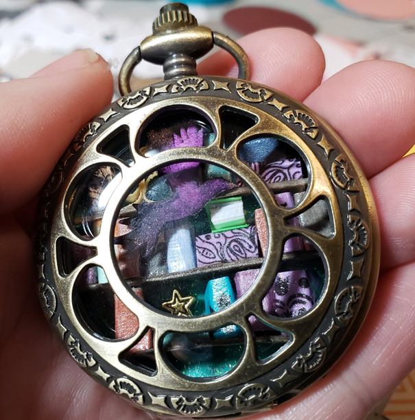 Pocket Watch Library with Purple Bird