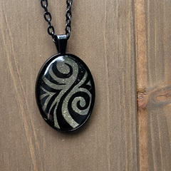 Gold Hand-Painted Swirl Pendant