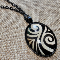 Gold Hand-Painted Swirl Pendant