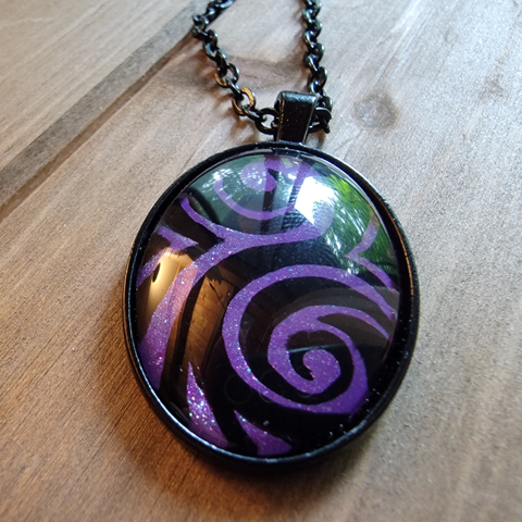 Purple Hand-Painted Swirl Pendant