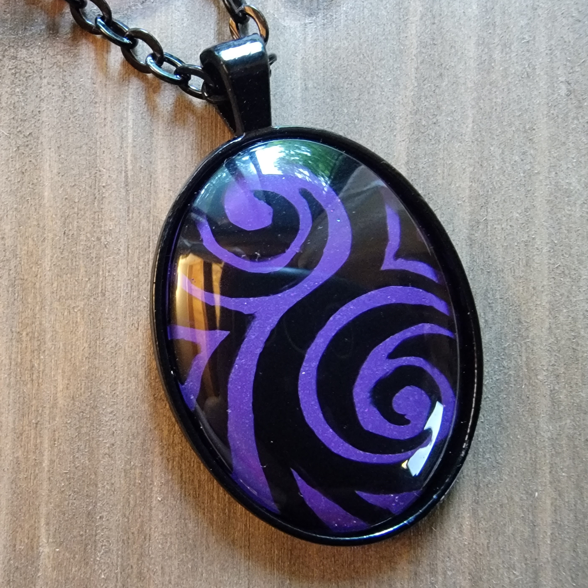 Purple Hand-Painted Swirl Pendant